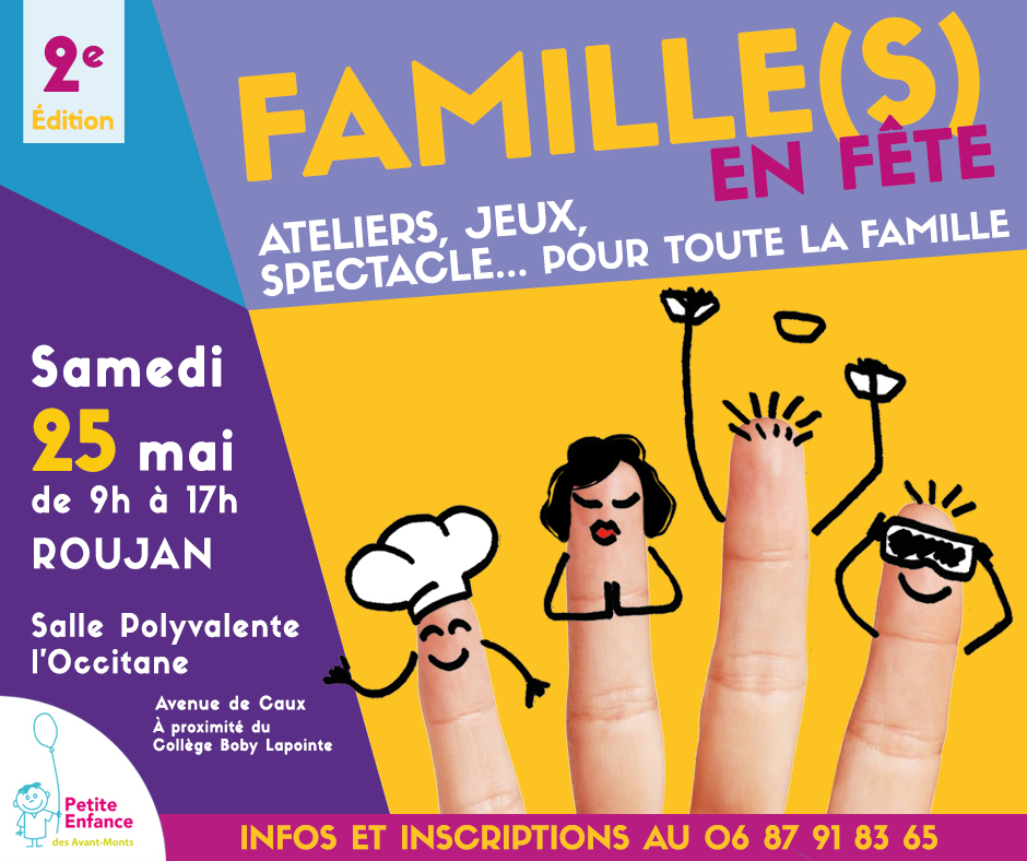 Enfance, jeunesse, famille : rendez-vous le 25 MAI à Roujan pour la 2ème édition de  « Familles en fête »