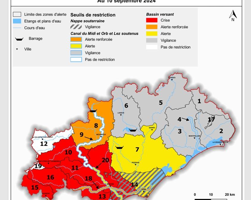 Sécheresse : nouvel arrêté et mesures de restrictions des usages de l’eau – 13 septembre 2024